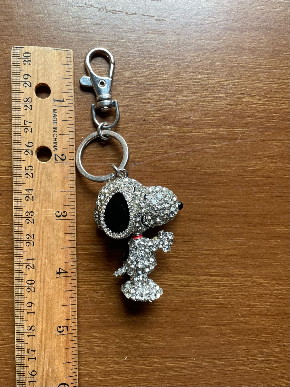 Crystal Pave Peanuts Snoopy Keychain Charm - Clear Rhinestones - Picture 6 of 7